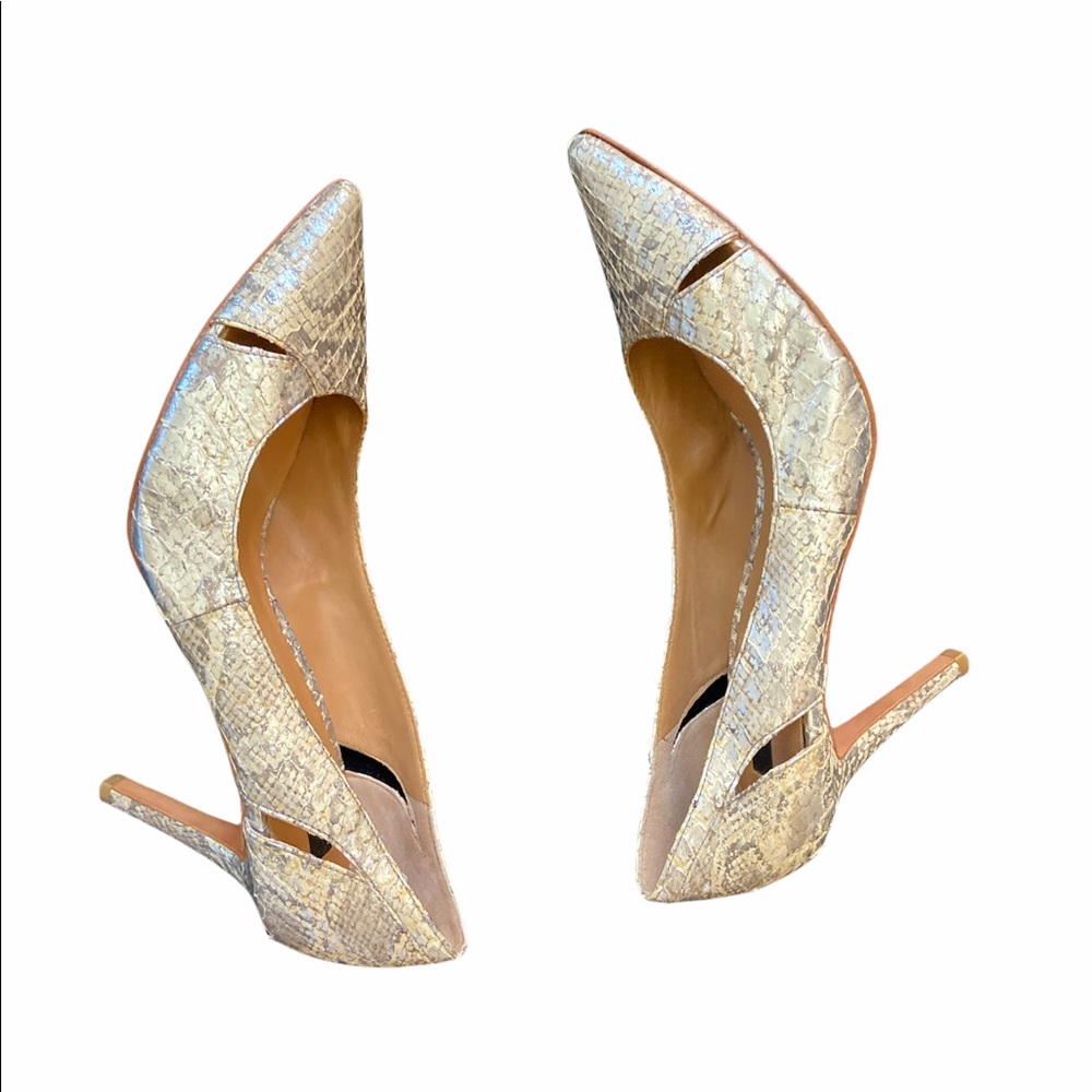 Ann Taylor Silver Python Pointed Toe Heels - image 1